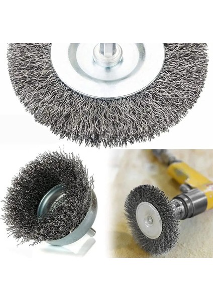 Parça Tel Fırça Tekerlek Fincan Fırça Seti Aksesuarları Pas Temizleme Için Kaba Kıvrımlı Caon Çelik Tel Tekerlek (Yurt Dışından) fiyatları