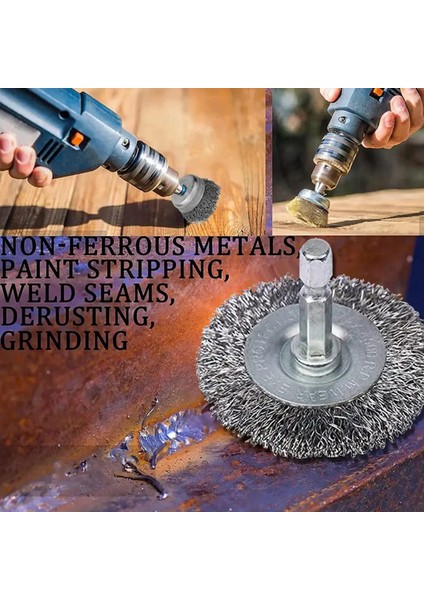 Parça Tel Fırça Tekerlek Fincan Fırça Seti Aksesuarları Pas Temizleme Için Kaba Kıvrımlı Caon Çelik Tel Tekerlek (Yurt Dışından) indirimleri