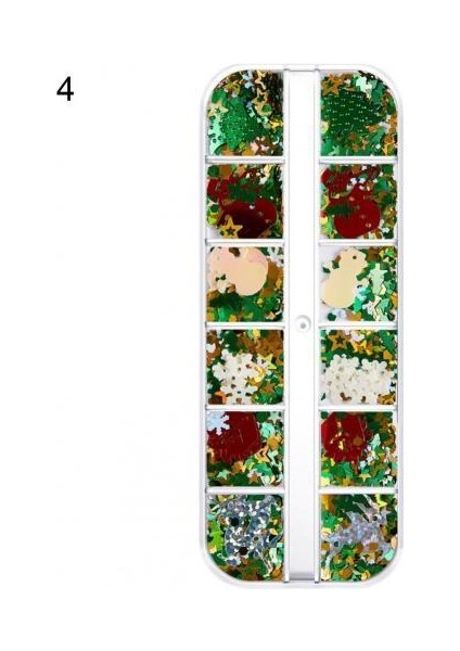 4 1 Kutu Tırnak Pul Dekoratif Mini Moda Tırnak Payet Yıldız Noel Ağacı Glitter Gevreği Manikür Tırnak Chunkys Tırnak Pulları (Yurt Dışından)