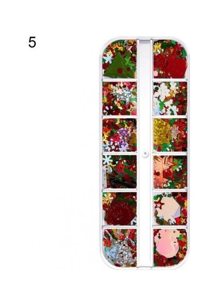 5 1 Kutu Tırnak Pul Dekoratif Mini Moda Tırnak Payet Yıldız Noel Ağacı Glitter Gevreği Manikür Tırnak Chunkys Tırnak Pulları (Yurt Dışından)