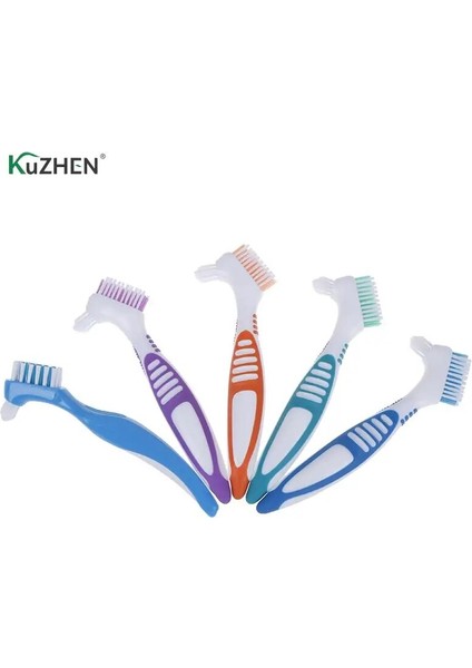 Çok Katmanlı Protez Temizleme Fırçası Kıllar Takma Diş Fırçası Ağız Bakımı Aracı Kıllar Ergonomik Kauçuk Sap (Yurt Dışından)