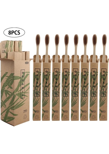 Adet Seyahat Çevre Dostu Bambu Ahşap Diş Fırçaları Kıl Ağız Diş Fırçası Diş Beyazlatma Yetişkin Ağız Bakımı (Yurt Dışından)
