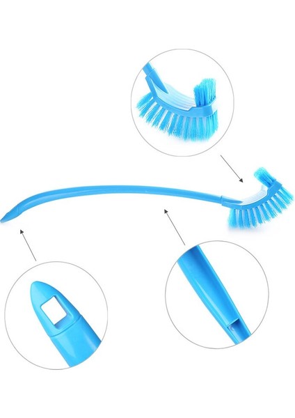 Taşınabilir Çift Taraflı Tuvalet Fırçası Lavabo Fırçası Plastik Uzun Saplı Banyo Fırçalama Temizleme Fırçası LB88 (Yurt Dışından)