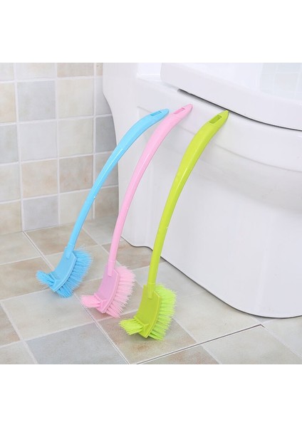 Taşınabilir Çift Taraflı Tuvalet Fırçası Lavabo Fırçası Plastik Uzun Saplı Banyo Fırçalama Temizleme Fırçası LB88 (Yurt Dışından)
