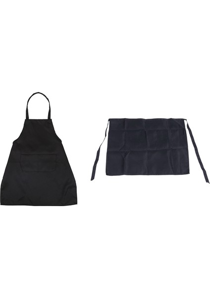 Unisex 2 Cep Siyah Mutfak Önlüğü Önlüğü, Orta ve Siyah Yarım Önlük Tek Beden Bayan Erkek Şef Garson 2 Cepli (Yurt Dışından) modelleri