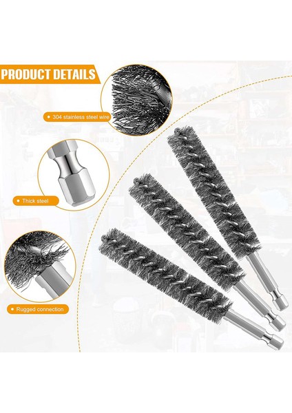Xhhdqes 2x Paslanmaz Çelik Delik Fırçası Tel Fırça Matkap Temizleme Tel Fırça Paslanmaz Çelik Fırça Hex Shank Saplı (Yurt Dışından)