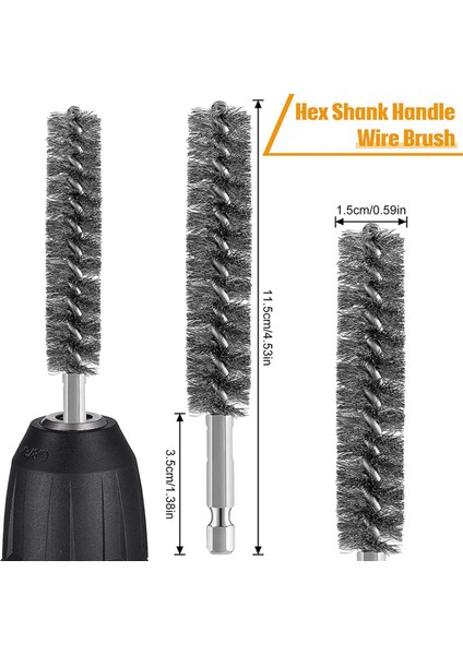 Xhhdqes 2x Paslanmaz Çelik Delik Fırçası Tel Fırça Matkap Temizleme Tel Fırça Paslanmaz Çelik Fırça Hex Shank Saplı (Yurt Dışından)