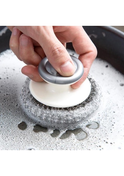 Plastik Saplı Paslanmaz Çelik Bulaşıklar, Çelik Yün Scrubber Pad Mutfak Banyo Temizleme Fırçası Yemekleri Tencere Tavalar (Yurt Dışından)