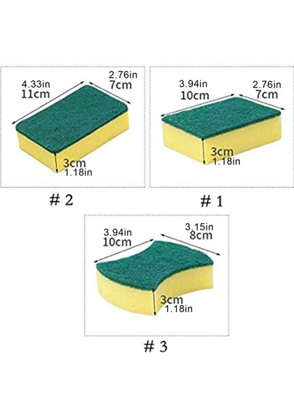 10 Adet Temizlik Mendili Yüksek Yoğunluklu Sünger Ev Bulaşık Yıkama ve Temizleme Güçlü Su Emme Çift Yan Etki 11*7*3cm Sarı+Yeşil (Yurt Dışından) fırsatları
