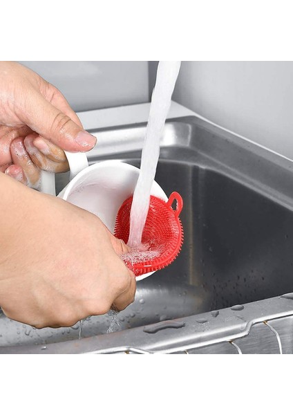 Silikon Bulaşık Süngerleri - 6'lı Paket Yeniden Kullanılabilir Bulaşık Süngerleri, Isıya Dayanıklı, Çift Taraflı Silikon Fırça, 6 Renk (Yurt Dışından) fırsatları