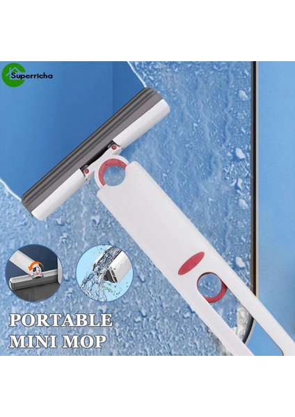 Mini Taşınabilir Sıkma Paspas Güçlü Emici Sünger Paspas Pencere Camı Masaüstü Temizleyici Fırça Islak ve Kuru Kullanım Ev Temizlik Araçları Hafif Küçük 160° Ayarlanabilir Köşe Paspas (Yurt Dışından)