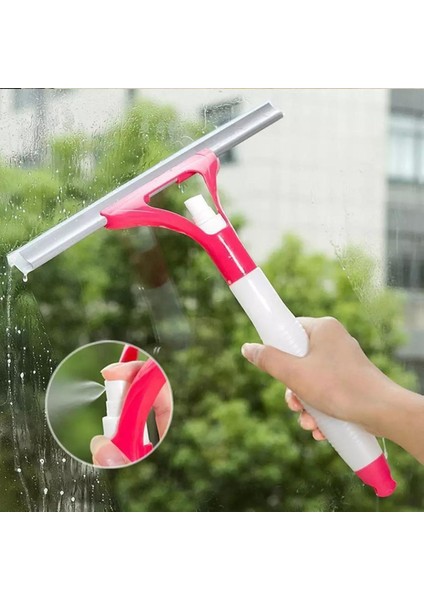 [sıcak] Jyl Çok Fonksiyonlu Çift Taraflı Cam Temizleme Fırçası Sprey Şişesi ile Pencere Ayna Temizleme Ev Uzun Saplı Temizleyici Silecek (Yurt Dışından)