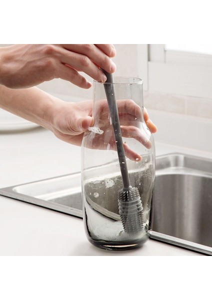 [eğlenceli Canlı] Silikon Süt Şişesi Fırçası Bardak Scrubber Cam Temizleyici Mutfak Temizleme Aracı Uzun Saplı Içme Şişesi Cam Bardak Temizleme Fırçası (Yurt Dışından)