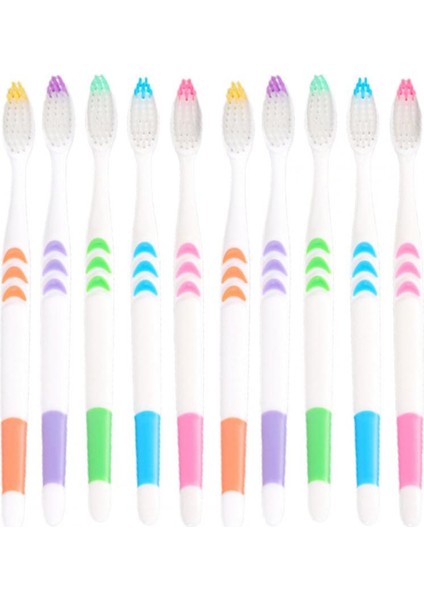 10 Adet Şık Manuel Diş Fırçaları Yumuşak Kıl Plastik Taşınabilir Diş Fırçaları Taşınabilir Manuel Diş Fırçası Seti (Yurt Dışından)