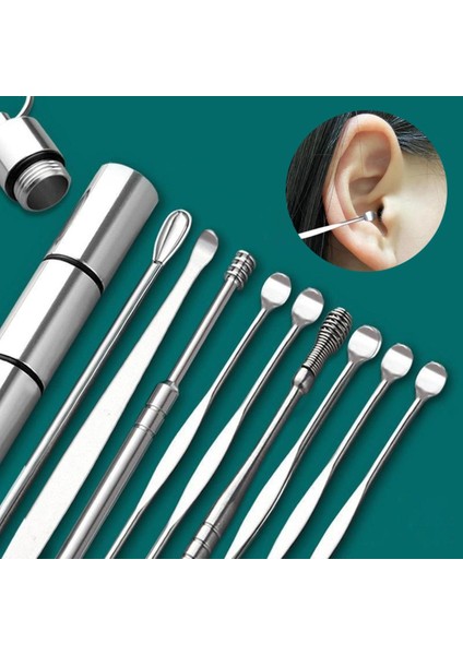 10/9 Adet/takım Kulak Kiri Toplayıcı Paslanmaz Çelik Kulak Tıkacı Balmumu Sökücü Delme Kiti Kulak Kiri Küret Kaşık Bakımı Kulak Temizleme Aracı Kolay Taşıma (Yurt Dışından)