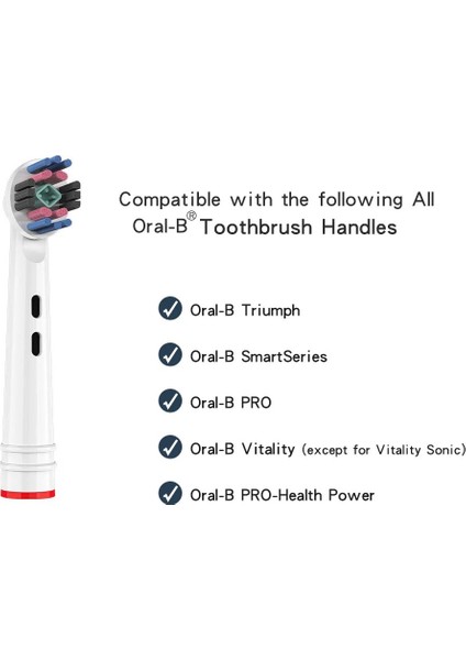 Oral B Elektrikli Diş Fırçası Kafaları Değiştirilebilir Fırça Kafaları Oral B Electric Advance Pro Health Triumph 3D Excel Vitality 4 Adet (Yurt Dışından)