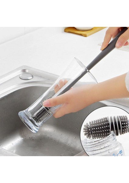 1/3 Adet Uzun Saplı Silikon Süt Şişesi Fırçası Cam Şişe Temizleme Fırçası Çok Fonksiyonlu Fincan Ağız Scrubber Ev Temizlik Aracı (Yurt Dışından)