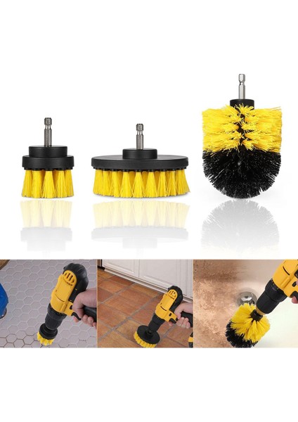 Flyeer 3 Adet Elektrikli Matkap Fırça Kiremit Harç Güç Scrubber Temizleme Küvet Temizleyici Combo Aracı Elektrikli El Aletleri Için (Yurt Dışından)
