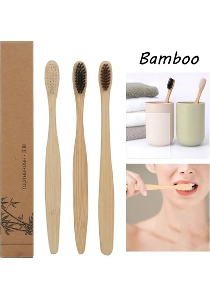 Adet Diş Fırçası Doğal Bambu Saplı Gökkuşağı Beyazlatma Yumuşak Kıl Bambu Diş Fırçası Çevre Dostu Diş Diş Fırçası Ağız Bakımı (Yurt Dışından)