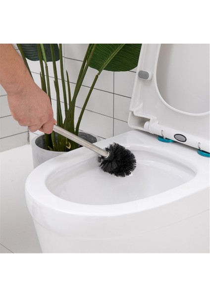 1pc Paslanmaz Çelik Tuvalet Fırçası Dekontaminasyon Temizleme Kavisli Plastik Fırça Tuvalet Banyo Uzun Saplı Fırça Wc Fırçası (Yurt Dışından)