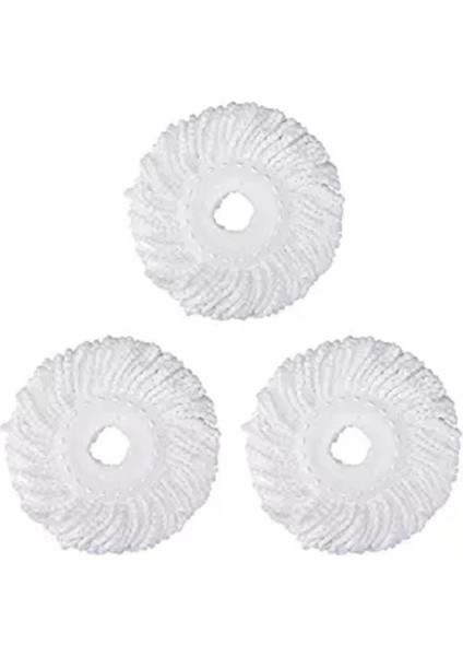 360° Döndürme Için 3 Yedek Mop Mikro Kafalı Yedek Kasırga Sihirli Mop-Mikrofiber Yedek Mop Başlığı-Yuvarlak Şekil Standart Boyut (Beyaz-3'lü Paket) (Yurt Dışından)