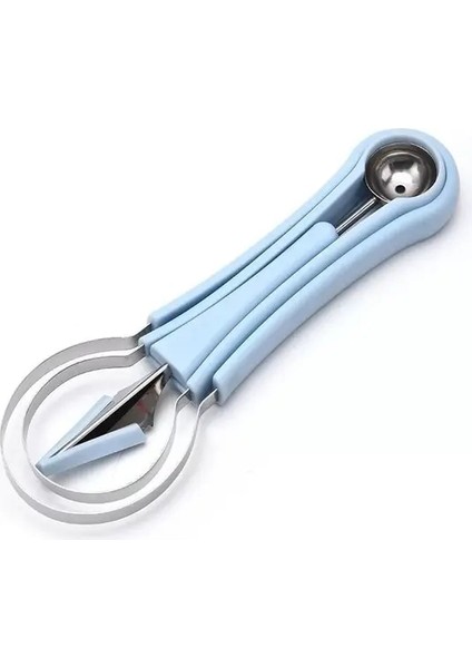 Mavi 3'ü 1 Arada Meyve Oyma Seti Çelik Kavun Topu Kepçe Tohum Sökücü Karpuz Bıçağı Kazma Hamuru Ayırıcı Meyve Mutfak Aksesuarları (Yurt Dışından)