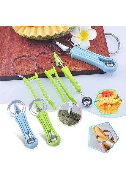 Mavi 3'ü 1 Arada Meyve Oyma Seti Çelik Kavun Topu Kepçe Tohum Sökücü Karpuz Bıçağı Kazma Hamuru Ayırıcı Meyve Mutfak Aksesuarları (Yurt Dışından) indirimleri