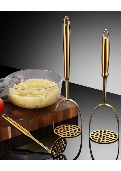 Stil 2 Altın Paslanmaz Çelik Patates Ezici Preslenmiş Ricer Pürüzsüz Püresi Manuel Kırıcı Meyve Sebze Araçları Ev Mutfak Alet (Yurt Dışından) fırsatları