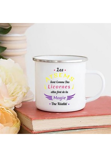 XH3875-A015WH-8 360 ml Merci Maîtresse/atsem Baskı Kahve Kupa Yaratıcı Emaye Bardak Içecekler Su Süt Kupası Kupa Okul Ev Kolu Drinkware Öğretmen Hediyeler (Yurt Dışından)