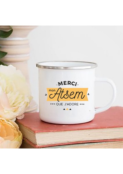 XH3875-A015WH-8 360 ml Merci Maîtresse/atsem Baskı Kahve Kupa Yaratıcı Emaye Bardak Içecekler Su Süt Kupası Kupa Okul Ev Kolu Drinkware Öğretmen Hediyeler (Yurt Dışından)