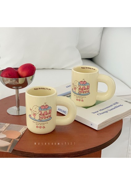 Tavşan Doğum Günü Kupası 300 ml Kremalı Sevimli Tavşan Doğum Günü Mutlu Fincan Kore Tombul Kolu Seramik Kupa Kız Kalp Süt Kahve Fincanı Kızlar Için Noel Hediyesi (Yurt Dışından) fiyatları