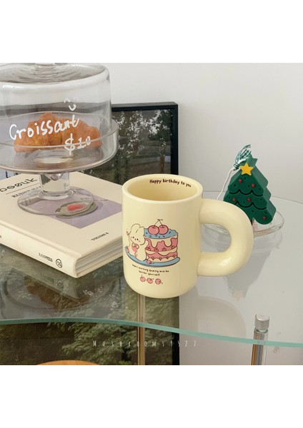 Tavşan Doğum Günü Kupası 300 ml Kremalı Sevimli Tavşan Doğum Günü Mutlu Fincan Kore Tombul Kolu Seramik Kupa Kız Kalp Süt Kahve Fincanı Kızlar Için Noel Hediyesi (Yurt Dışından) indirimleri