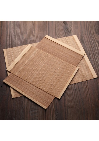 05 Yeni Doğal Bambu Masa Mat Çay Yemek Sıcak Yalıtımlı Masa Koşucu Japon Tarzı Doğal Dokuma Placemat Coaster Fincan Altlığı (Yurt Dışından)