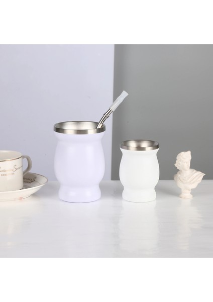 Açık Yeşil 4oz Kaşıklı Yerba Mate Kupası 304 Paslanmaz Çelik Çift Duvar 8oz Portatif Çay Kupa Arjantin Yerba Mate Kabak Bombillalı ve Temizleme Fırçalı (Yurt Dışından)