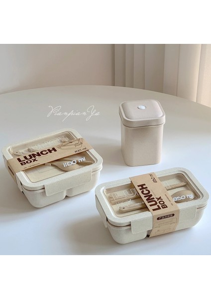 850 ml Bej 3 Buğday Samanı Öğle Yemeği Kutusu Sağlıklı Bpa Ücretsiz Bento Kutuları Mikrodalga Yemek Takımı Gıda Saklama Kabı Çorba Bardağı Öğle Yemeği Kutusu Çocuklar Için (Yurt Dışından)