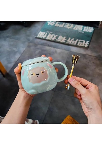 Whıte-2 180 ml Karikatür Anime Hayvan Koyun Seramik Kupa Bardak Shauned Koyun Temizle Sınıf Fincan Süt Fincan Kahve Fincanı Ofis Ev Için (Yurt Dışından)