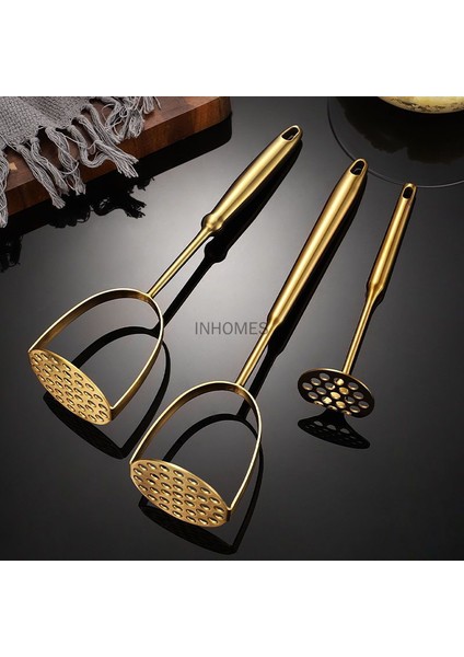 G Altın Paslanmaz Çelik Patates Ezici Ahşap Saplı Sebze Meyve Presi Sarımsak Kırıcı Ricer Püresi Mutfak Aksesuarları Pişirme Aracı (Yurt Dışından) modelleri