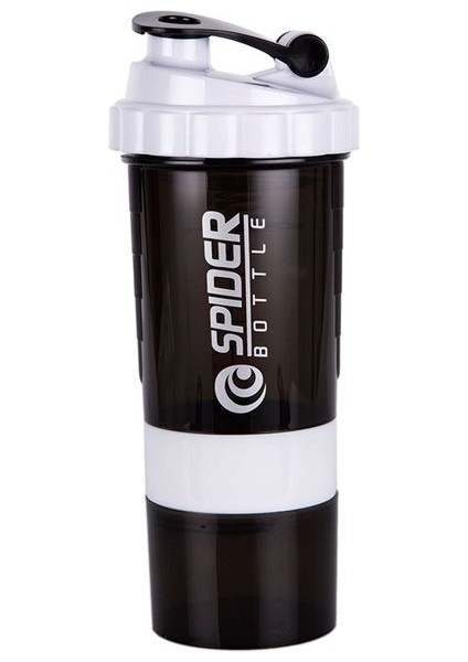 Beyaz 550 ml Shaker Protein Tozu Şişesi Sallama Fincan Büyük Kapasiteli Su Şişesi Seyahat Plaj Karıştırma Fincan Fitness Salonu Egzersiz Şişeleri (Yurt Dışından)