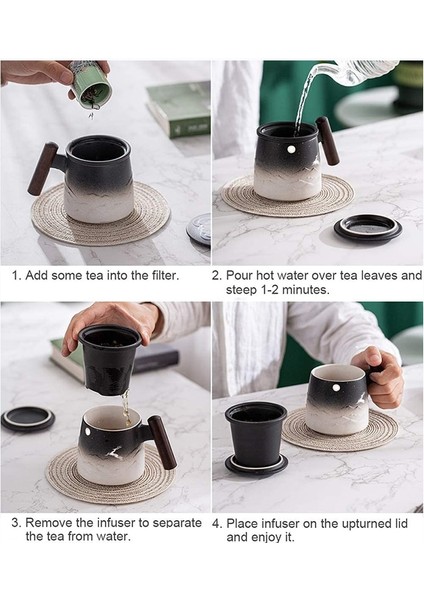 G Yaratıcı Çay Bardak ve Kupalar Seramik Kupa Termal Kahve Fincanı Vintage Bira Su Bardağı Demlik Kapak Ahşap Saplı Kişiselleştirilmiş Hediyeler (Yurt Dışından)