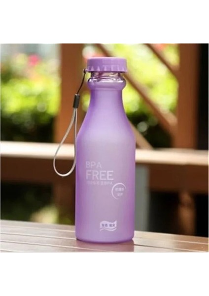 Mor 550 ml Şeker Renkli Buzlu Sızdırmaz Plastik Taşınabilir Kırılmaz Soda Şişesi Mühürlü Su Bardağı Içecek Su Şişesi (Yurt Dışından)