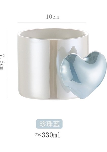 Mavi 01 301-400 ml Sevimli Seramik Fincan Kahve Kupa Su Bardağı Üç Boyutlu Kalp Şeklinde Kolu Çay Fincanı Öğleden Sonra Çay Kahve Fincanı Kupalar Pembe Çay Bardağı (Yurt Dışından)
