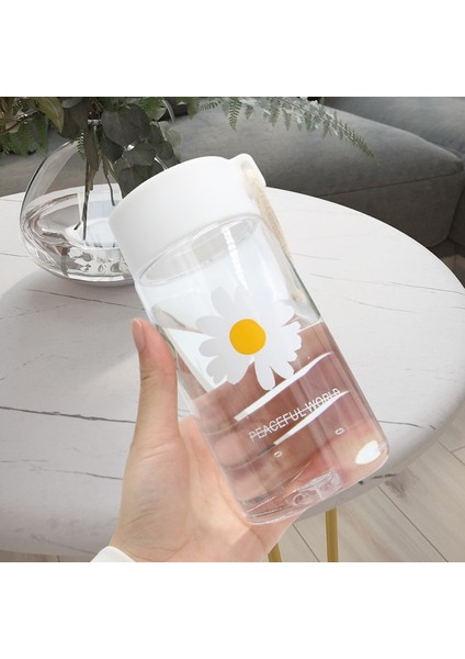 Transparent-01 500ML Küçük Papatya Su Şişeleri Şeffaf Plastik Su Bardağı Halatlı Kız Kawaii Içecek Şişesi Yaz Buzlu Su Bardağı Suyu Kupa (Yurt Dışından)