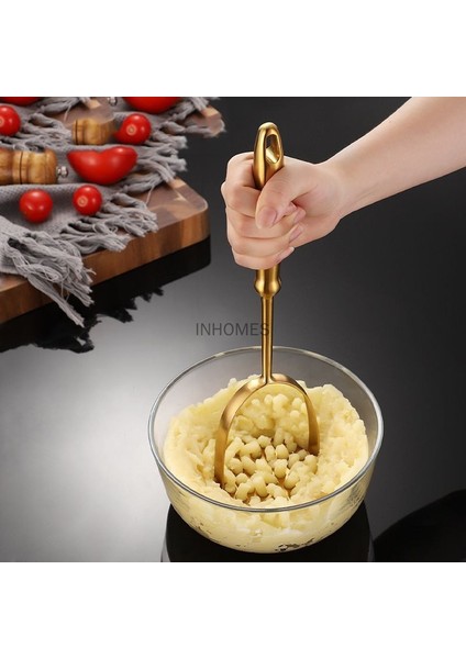 G Altın Paslanmaz Çelik Patates Ezici Ahşap Saplı Sebze Meyve Presi Sarımsak Kırıcı Ricer Püresi Mutfak Aksesuarları Pişirme Aracı (Yurt Dışından) fırsatları