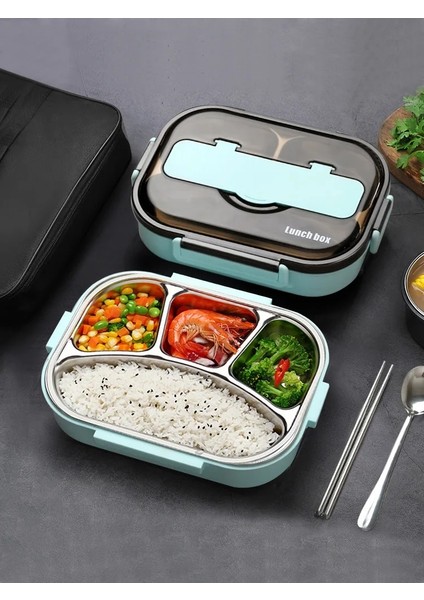 Yeşil 2 Kaşıklı Çubuk 4 Izgaralı Termal Öğle Yemeği Kutusu Sızdırmaz Bento Kutusu Iş Pikniği Için 304 Paslanmaz Çelik Mikrodalga Kutuları Yiyecek Sıcak Tutma Saklama Kutuları (Yurt Dışından)
