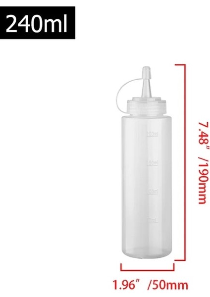 WHITE-240ML 4 Boyutlu Sos Sıkma Şişeleri 240/360/500/680ML, Ketçap Salata Sosu Hardal Mayo Çeşni Zeytinyağı Şişeleri Mutfak Aracı (Yurt Dışından)