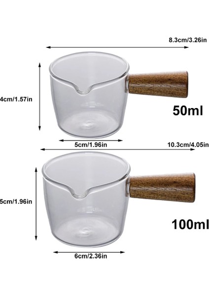50ML 50/100ML Ahşap Saplı Cam Ölçüm Kabı Espresso Fincanı Tek Ağızlı Süt Kupası Kahve Malzemeleri Şeffaf Mutfak Ölçüm Kabı (Yurt Dışından) modelleri