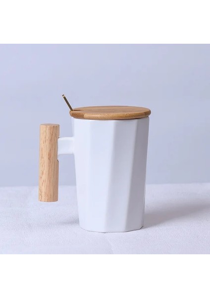 21 301-400 ml Iskandinav Ahşap Saplı Seramik Porselen Kupa Kahve Fincanları Edebi Su Çay Bardağı Süt Kupa Kahve Fincanı Drinkware Coffeeware Teaware (Yurt Dışından)