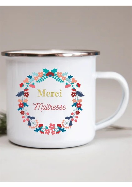 XH17089-A015WH-8 Fransız Çiçek Baskılı Emaye Kupalar Yaratıcı Kahve Kupa Süt Şarap Bira Içecek Meyve Suyu Fincanı Okul Ev Kolu Drinkware Öğretmen Hediyeler (Yurt Dışından)