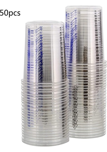 50 Adet 50 Adet 600 ml Tek Kullanımlık Epoksi Reçine Plastik Ölçüm Bardak Seti Reçine Kalıp Boya Ölçüm Kabı Epoksi Mezun Bardak Beher (Yurt Dışından)