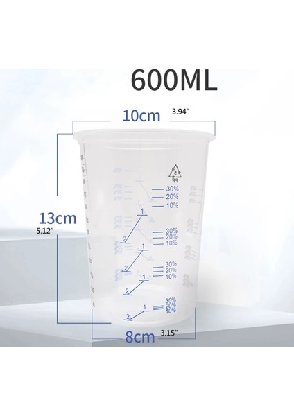50 Adet 50 Adet 600 ml Tek Kullanımlık Epoksi Reçine Plastik Ölçüm Bardak Seti Reçine Kalıp Boya Ölçüm Kabı Epoksi Mezun Bardak Beher (Yurt Dışından)